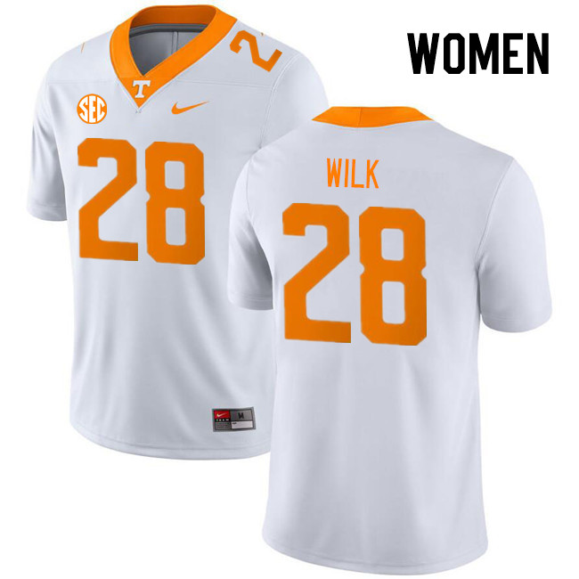 Women #28 Patrick Wilk Tennessee Volunteers College Football Jerseys Stitched Sale-White